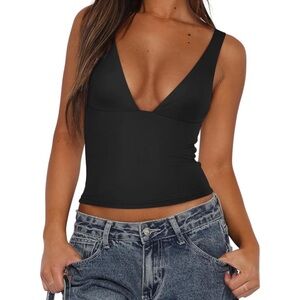 Women's Black V-Neck Top